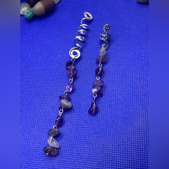 ๐ 2/$15 Amethyst Hair Cuffs for Braids & Dreadlocks! Unique Hair Jewelry Set! - Picture 6 of 8